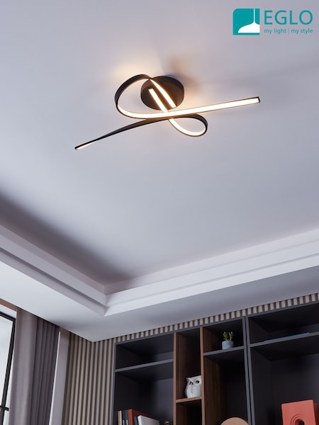 Eglo Black Selvina 1 LED Contemporary Flush Ceiling Light (AK8976) | £84