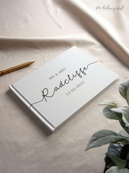 Personalised Surname Modern Wedding Guest Book by No Ordinary Gift (AK8987) | £40