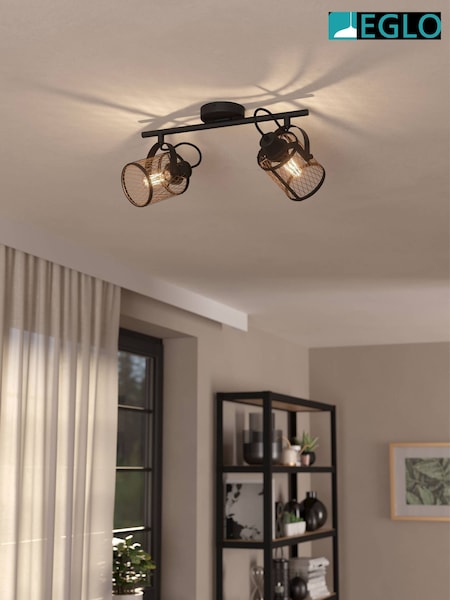 Eglo Black Dellow 2 Lattice Style Adjustable Wall or Ceiling Spotlight (AK8989) | £67