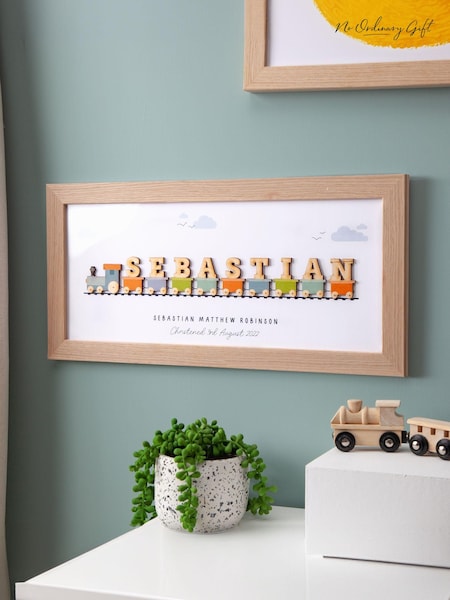 Wooden Train Personalised Framed Print in Oak Frame by No Ordinary Gift (AK8997) | £48