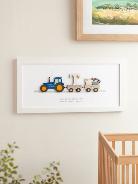 Personalised New Baby Wooden Tractor Print by No Ordinary Gift (AK9008) | £40