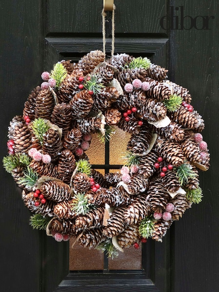 Dibor Brown Frosted Berries Wreath (AK9065) | £28