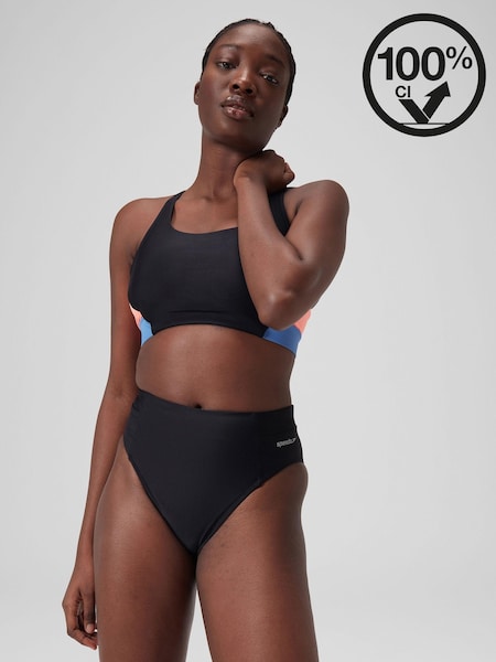 Speedo Black Solid Hi Waist Bikini Bottoms (AK9070) | £24