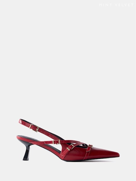 Mint Velvet Red Leather Slingback Shoes (AK9129) | £119