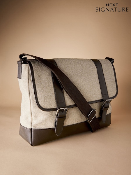 Neutral Signature Wool Mix Messenger Bag (AK9152) | £85