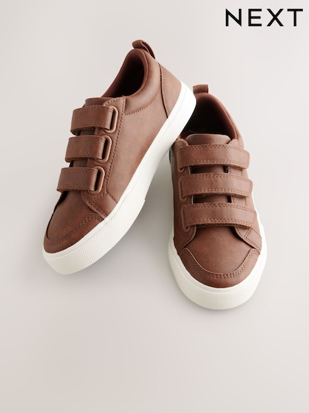 Tan Brown Wide Fit (G) Touch Fastening Smart Casual Trainers (AK9153) | £17 - £24