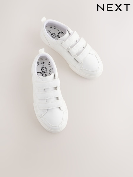 White Wide Fit (G) Touch Fastening Smart Casual Trainers (AK9157) | £17 - £24
