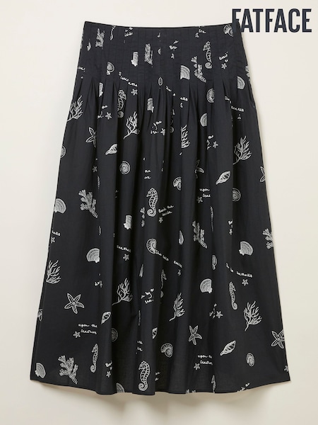 FatFace Black Pip Printed Midi Skirt (AK9171) | £55