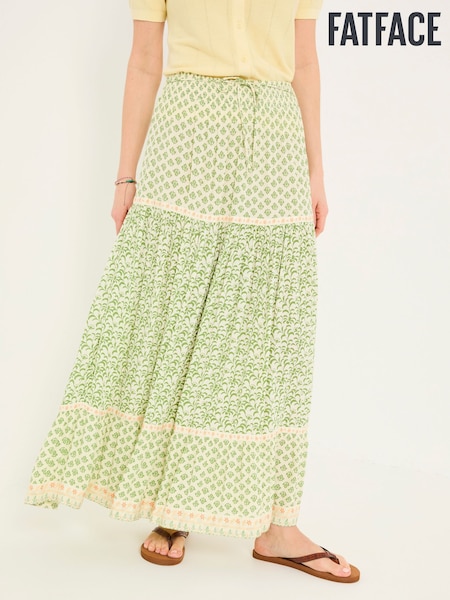 FatFace Jayla Mid Green Woodblock Maxi Skirt (AK9199) | £59