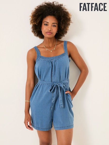 FatFace Annie Blue Denim Stripe Playsuit (AK9256) | £45