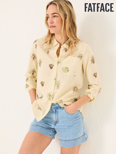 FatFace Olivia Ivory Plants Shirt (AK9309) | £46