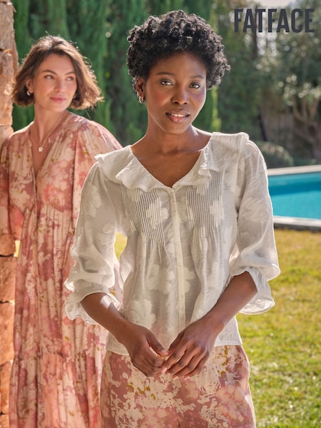 FatFace Emery White Jacquard Blouse (AK9322) | £55