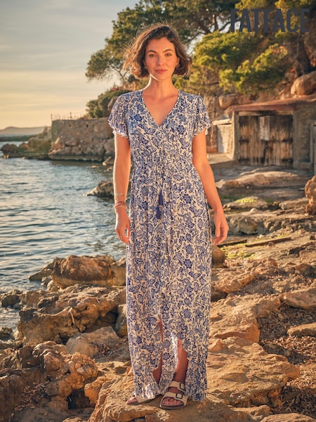 FatFace Erin Blue Beachwear Wrap Dress (AK9432) | £65