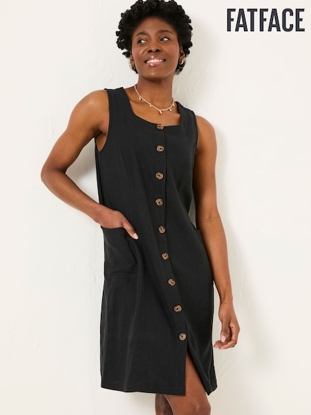 FatFace Binny Black Button Linen Dress (AK9458) | £62