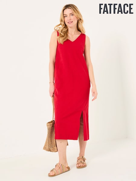 FatFace Corey Rust Red Linen Midi Dress (AK9459) | £69