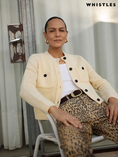 Whistles Cream Wool Mix Textured Cardigan (AK9547) | £119