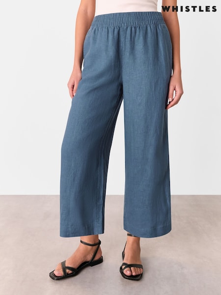 Whistles Blue Linen Pocket Trousers (AK9561) | £99