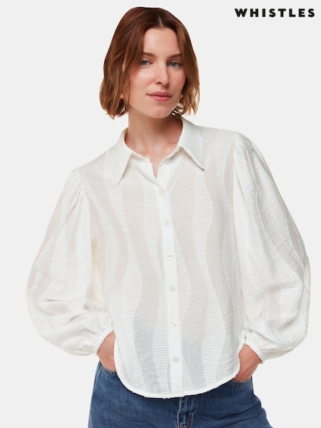 Whistles White Hannah Textured Shirt (AK9569) | £89