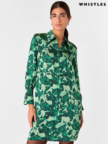 Whistles Green Spun Bouquet Short Dress (AK9591) | £159
