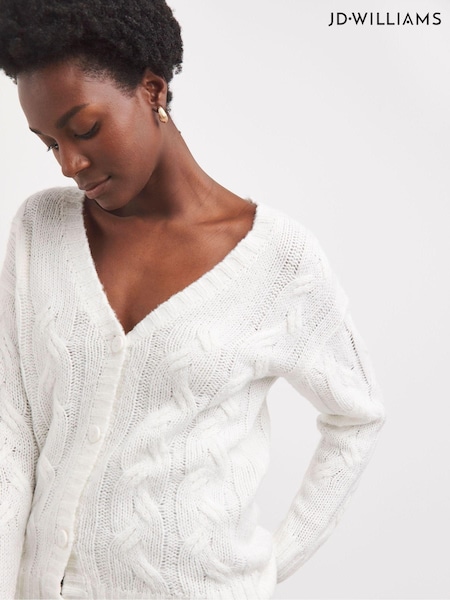 JD Williams Cream Cable Cardigan (AK9636) | £28