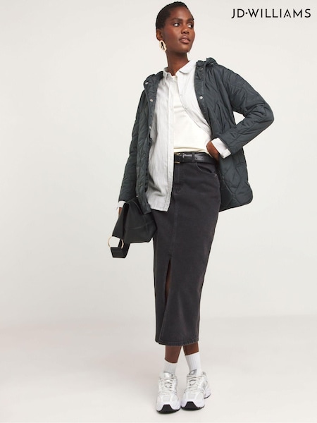 JD Williams Grey Short Quilted Coat (AK9637) | £45