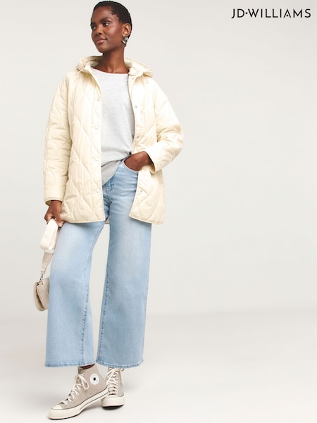 JD Williams Cream Short Quilted Coat (AK9638) | £45
