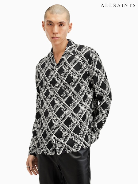 AllSaints Black Grid Long Sleeve Shirt (AK9726) | £119