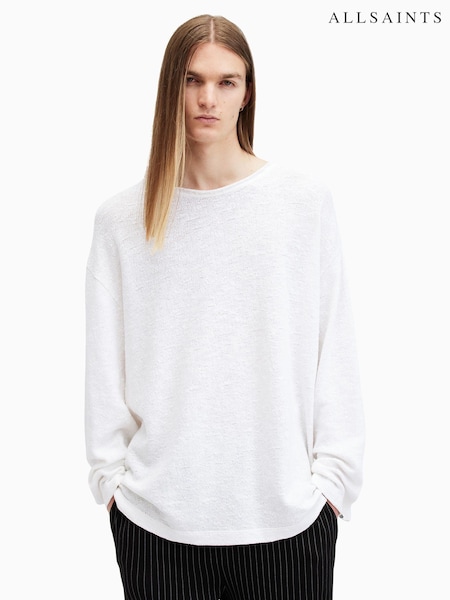 AllSaints White 100% Cotton Sears Crew T-Shirt (AK9750) | £65