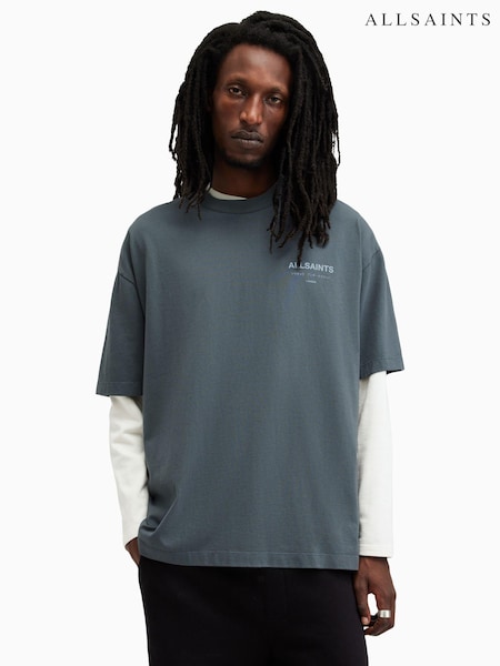 AllSaints Blue Underground Short Sleeve 100% Cotton Crew T-Shirt (AK9827) | £55