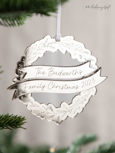 Metallic Mirror Christmas Family Wreath Hanging Decoration by No Ordinary Gift (AK9965) | £16