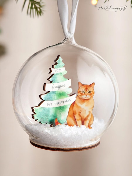 Personalised Cat and Christmas Tree Bauble by No Ordinary Gift (AK9966) | £30