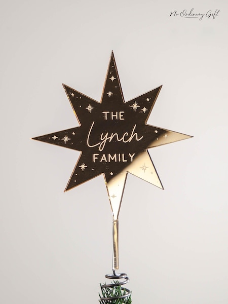 Personalised Star Mirror Christmas Tree Topper by No Ordinary Gift (AK9976) | £35