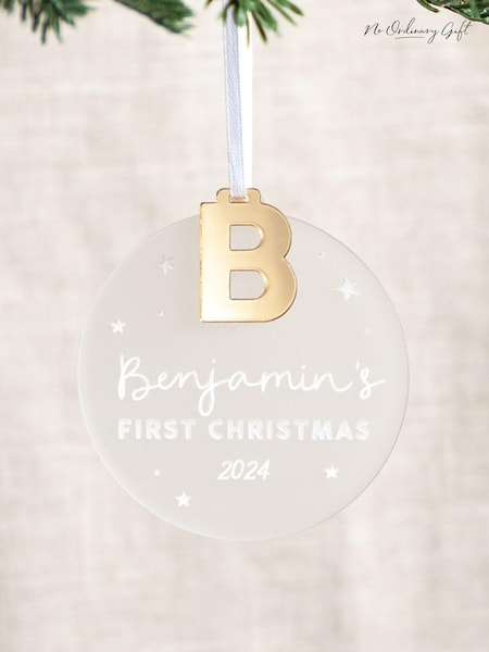 First Christmas Hanging Decoration with Initial Charm by No Ordinary Gift (AK9993) | £16