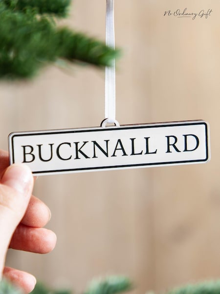 Personalised Street Sign Christmas Hanging Decoration by No Ordinary Gift (AL0009) | £12