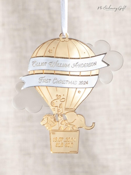 Metallic Mirror Hot Air Balloon First Christmas Decoration by No Ordinary Gift (AL0024) | £22