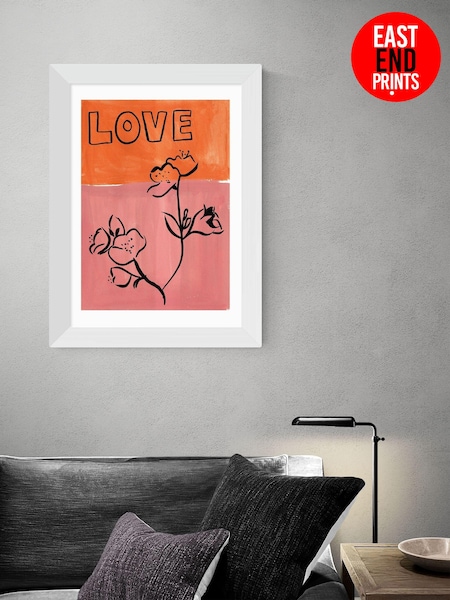 East End Prints White Blossom Love Framed Print by Keren Parmley (AL0054) | £50 - £130