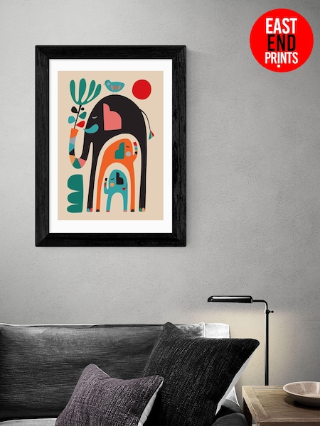 East End Prints Black Three Elephants Framed Print Wall Art by Rachel Lee (AL0071) | £50 - £130