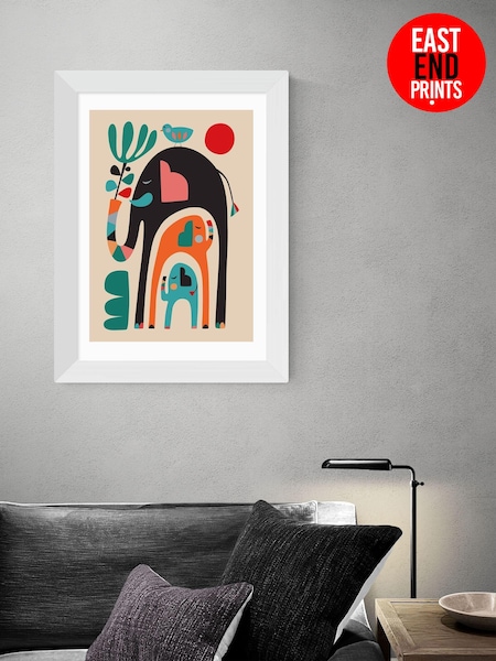 East End Prints White Three Elephants Framed Print Wall Art by Rachel Lee (AL0076) | £50 - £130