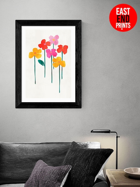 East End Prints Black Little Happy Flowers Framed Print Wall Art by Kubistika (AL0078) | £50 - £130