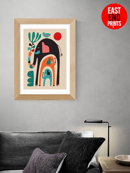 East End Prints Oak Three Elephants Framed Print Wall Art by Rachel Lee (AL0085) | £50 - £130