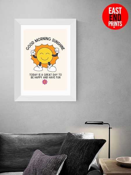 East End Prints White Good Morning Sunshine Wall Art by Mother & Sun Studio (AL0088) | £50 - £130