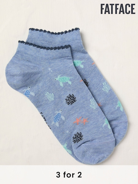 FatFace Blue Turtle Trainer Socks (AL0399) | £6