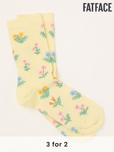 FatFace Yellow Floral Socks (AL0409) | £7.50