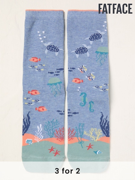 FatFace Blue Sealife Socks (AL0410) | £7.50