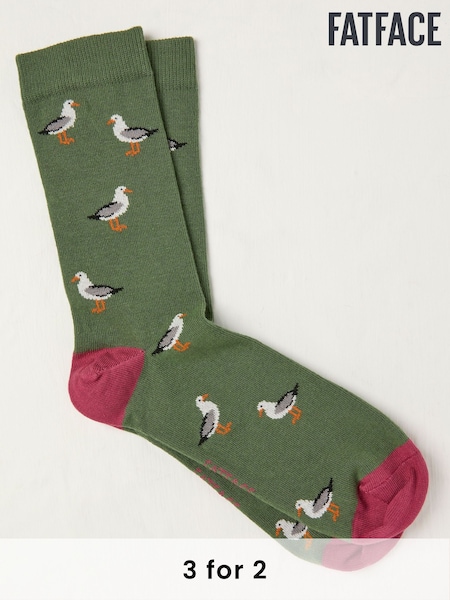FatFace Green Seagull Socks (AL0414) | £7.50