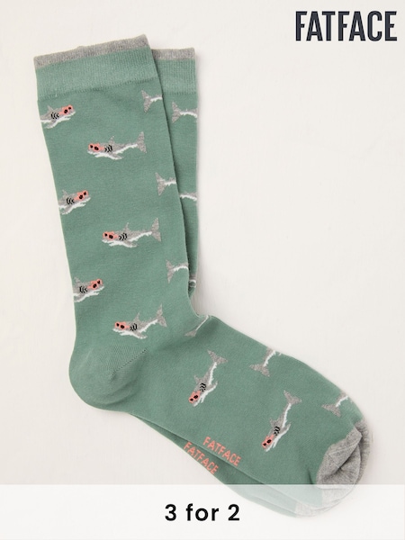 FatFace Green Shark Socks (AL0416) | £7.50