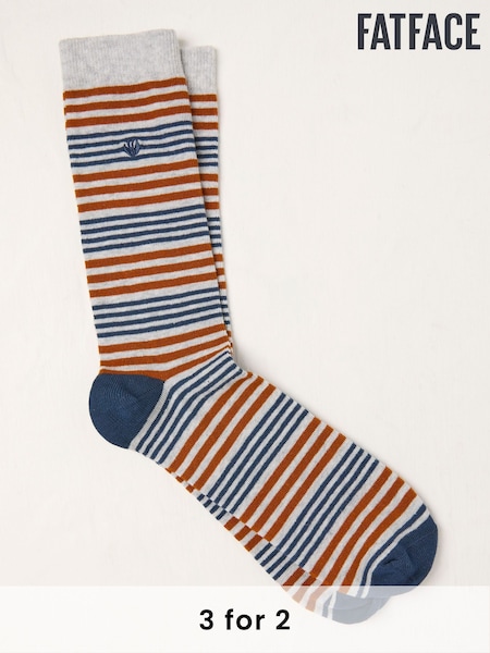 FatFace Grey Stripe Socks (AL0419) | £7.50