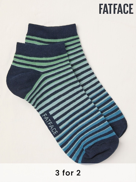 FatFace Blue Stripe Trainer Socks (AL0426) | £6