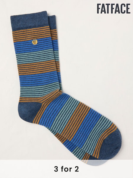 FatFace Blue Stripe Socks (AL0427) | £7.50