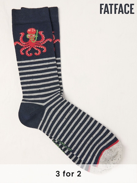 FatFace Blue Octopus Socks (AL0428) | £7.50